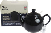 Ceramic Teapot with Infuser 600ml Gloss Black Loose Leaf Tea Pot