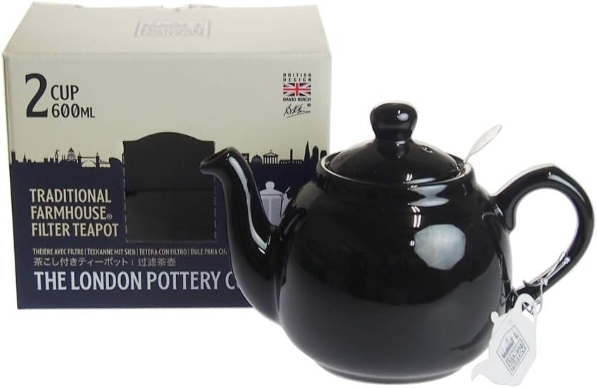 Ceramic Teapot with Infuser 600ml Gloss Black Loose Leaf Tea Pot