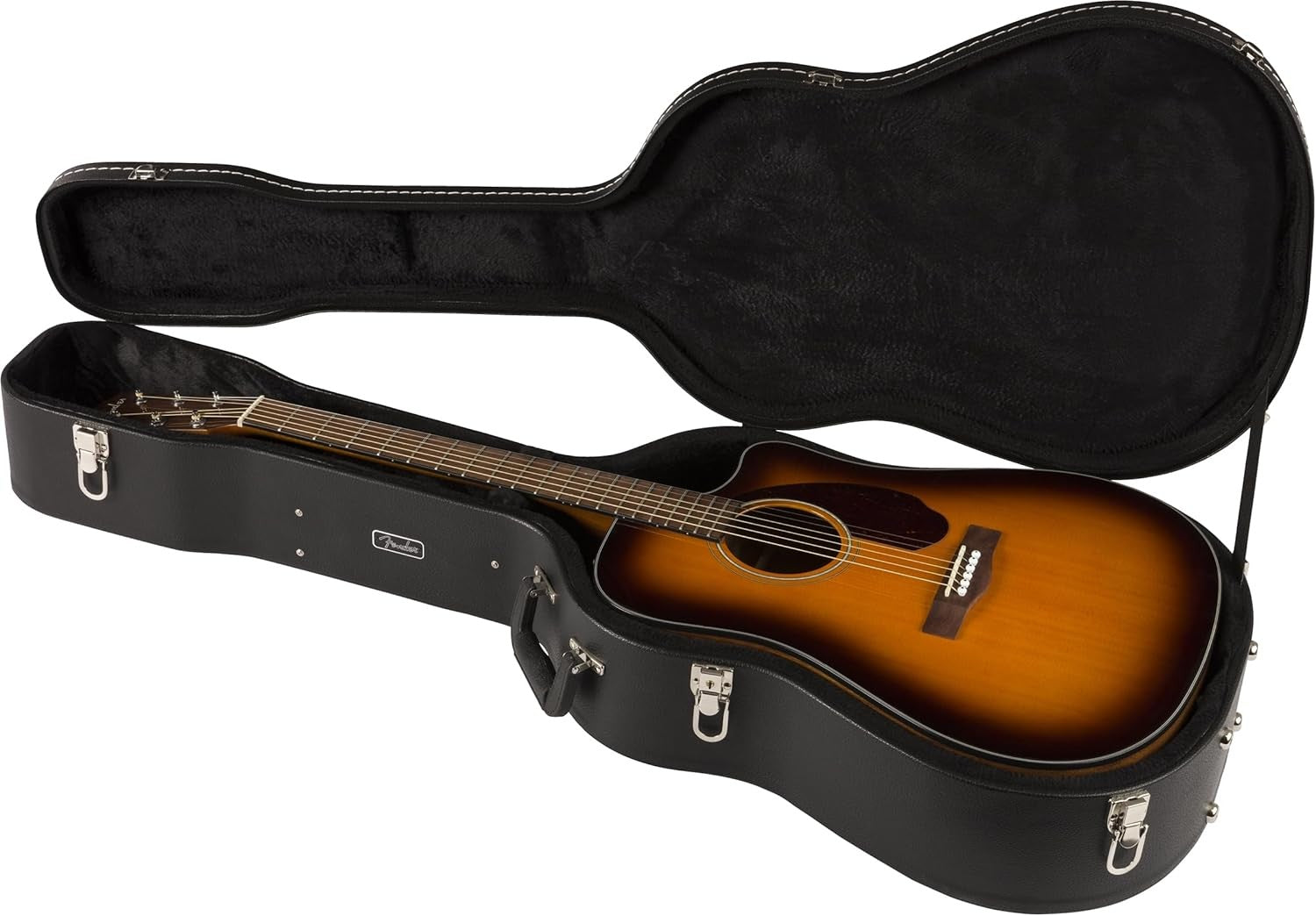 Dreadnought Electro Acoustic Guitar Sunburst w Hard Case Cutaway