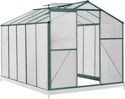 8x6FT Walk-In Polycarbonate Greenhouse with Base – Aluminium Frame, UV Resistant