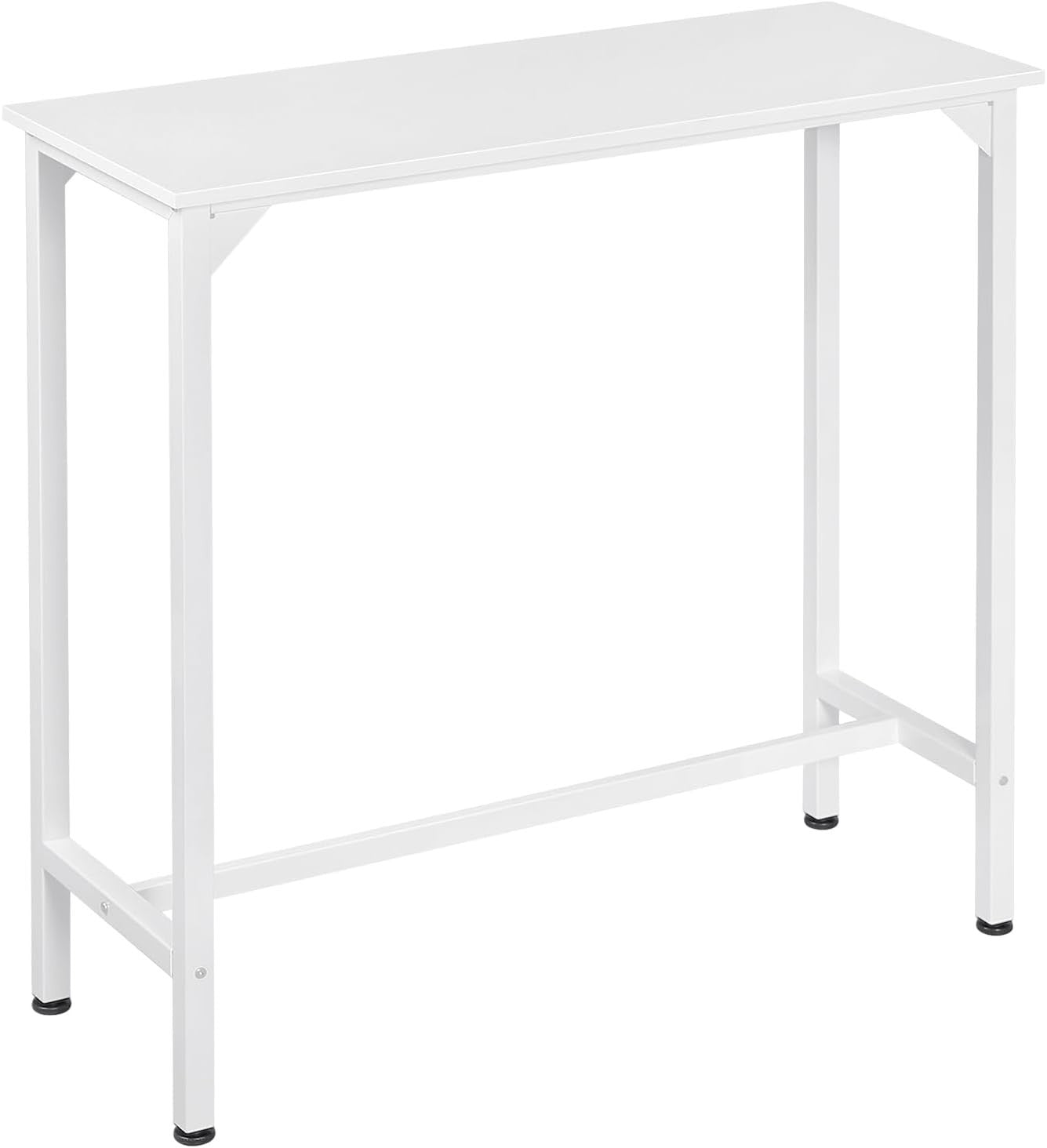 Slim White Bar Table 100x40x100cm High Console with Durable Metal Frame