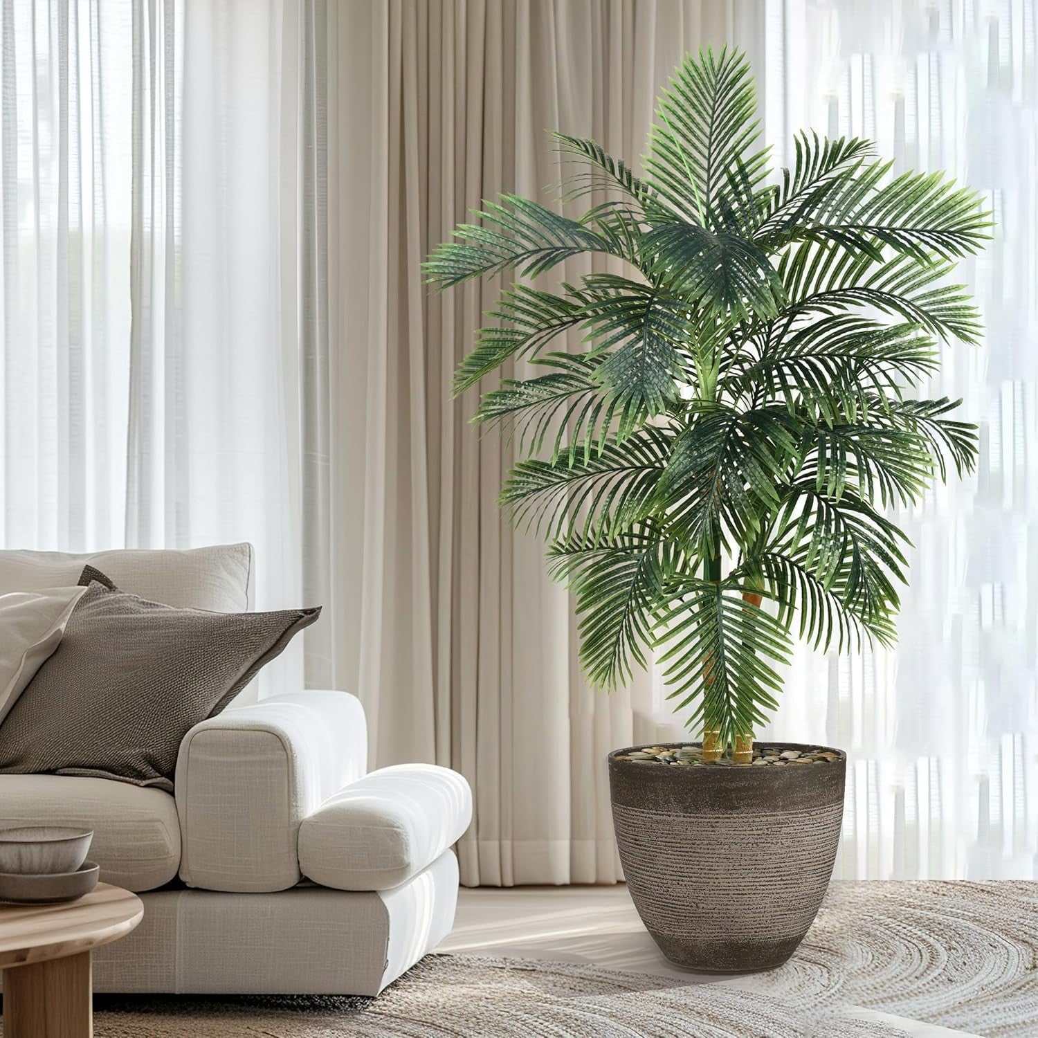 180cm Artificial Golden Cane Palm Tree with Black Planter Home Garden Décoration