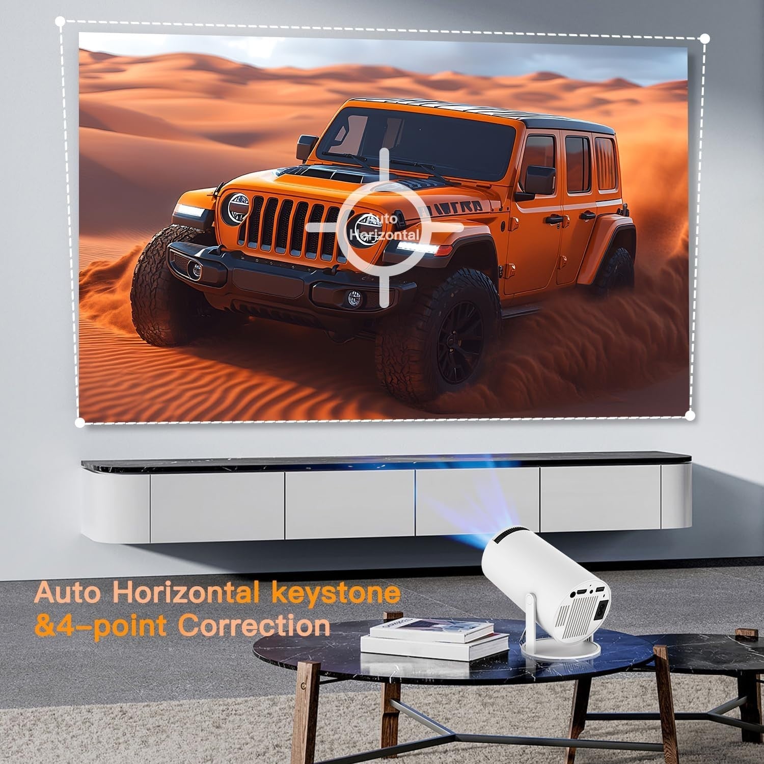 Android 13 Mini Projector 1080P WiFi Bluetooth Auto Keystone 180° 4K