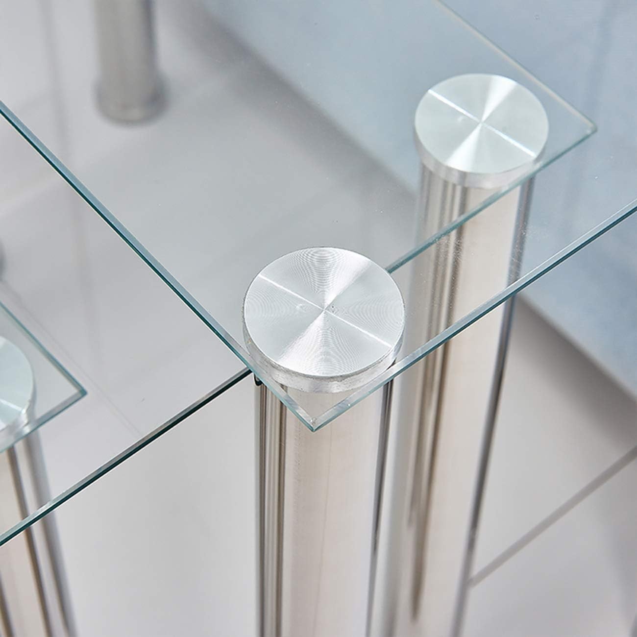 Space Saving Glass Nesting End Tables Set 3 Modern Stackable Side Coffee