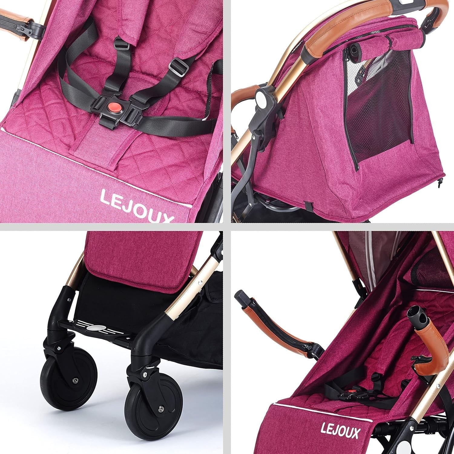 Lightweight Foldable Baby Pushchair One-Hand Travel Buggy Reclining Seat Pink