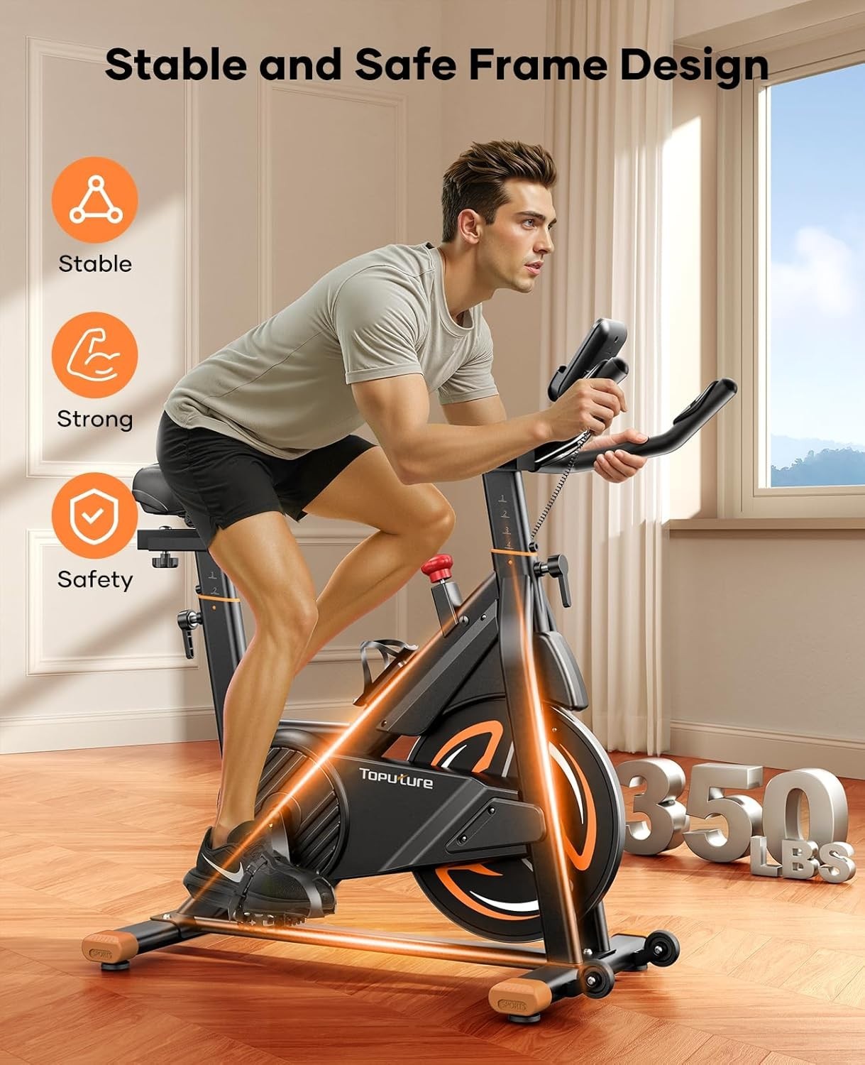 Quiet Magnetic Spin Bike w/ LCD, App, 15kg Flywheel & 350lb Weight Capacity