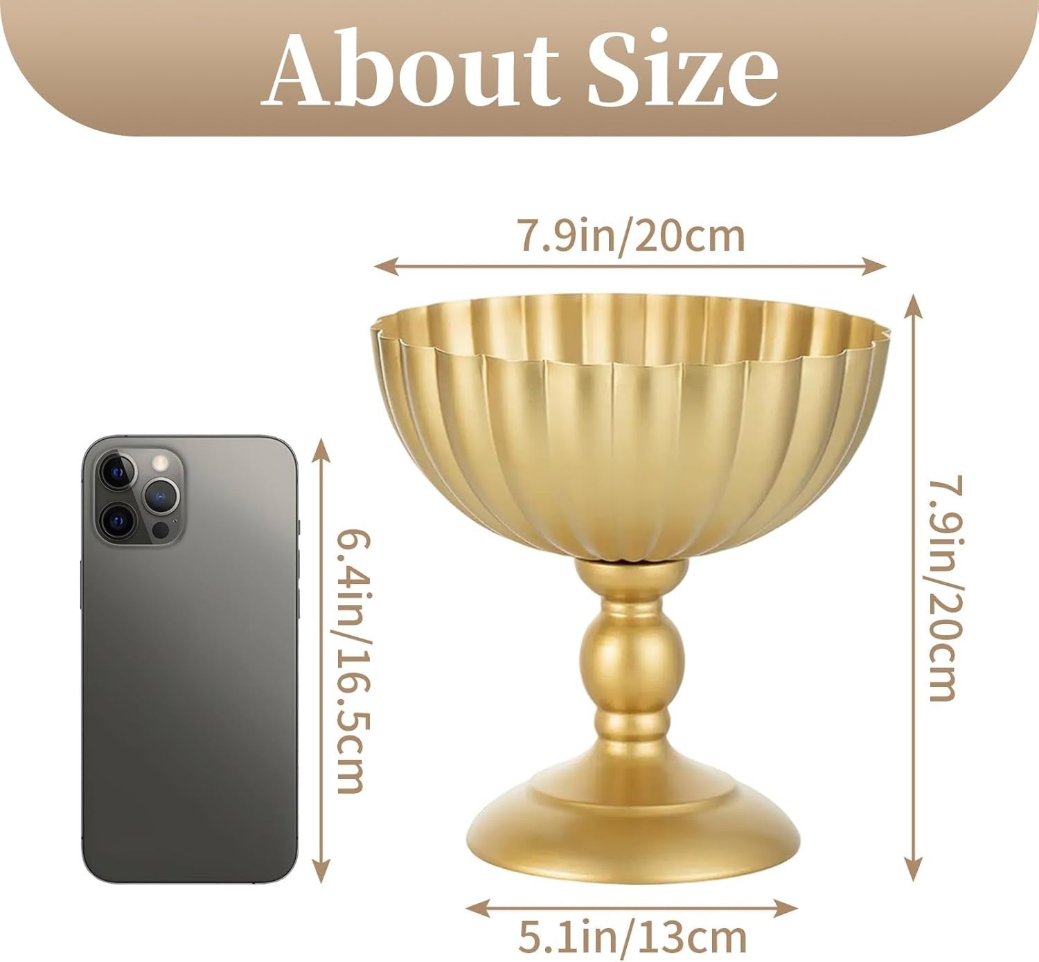 Gold Urn Wedding Centrepiece Vase Pair – 20cm Metal Flower Table Decor