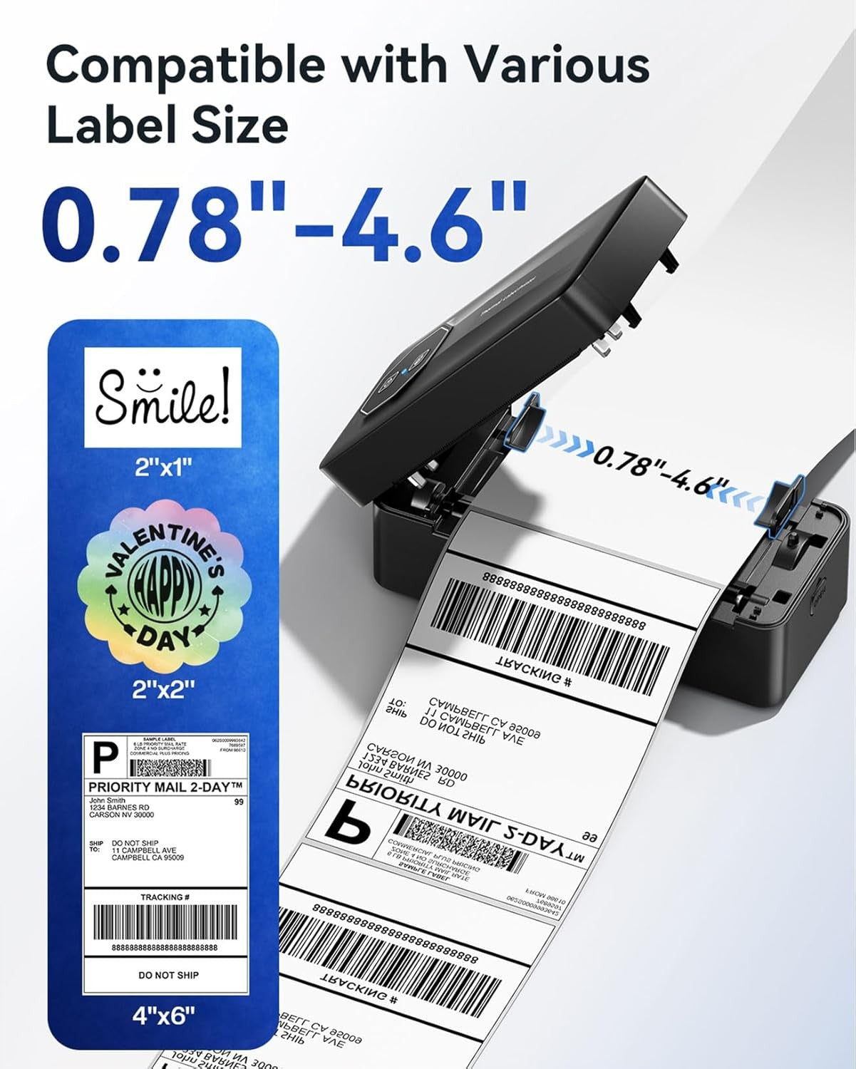 4x6 Bluetooth Thermal Shipping Label Printer USB Portable