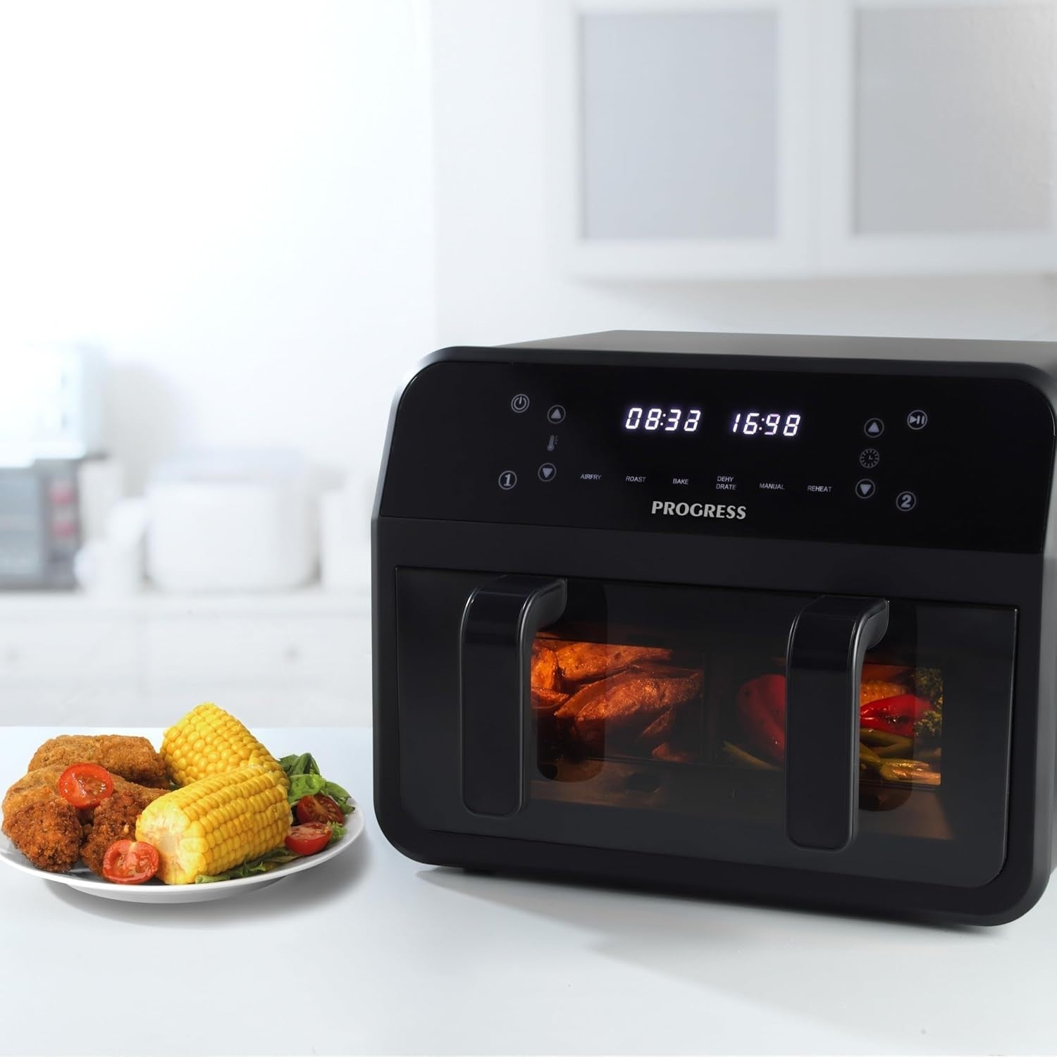 7L Dual Zone Air Fryer Viewing Window Touch LED Sync Match 2300W