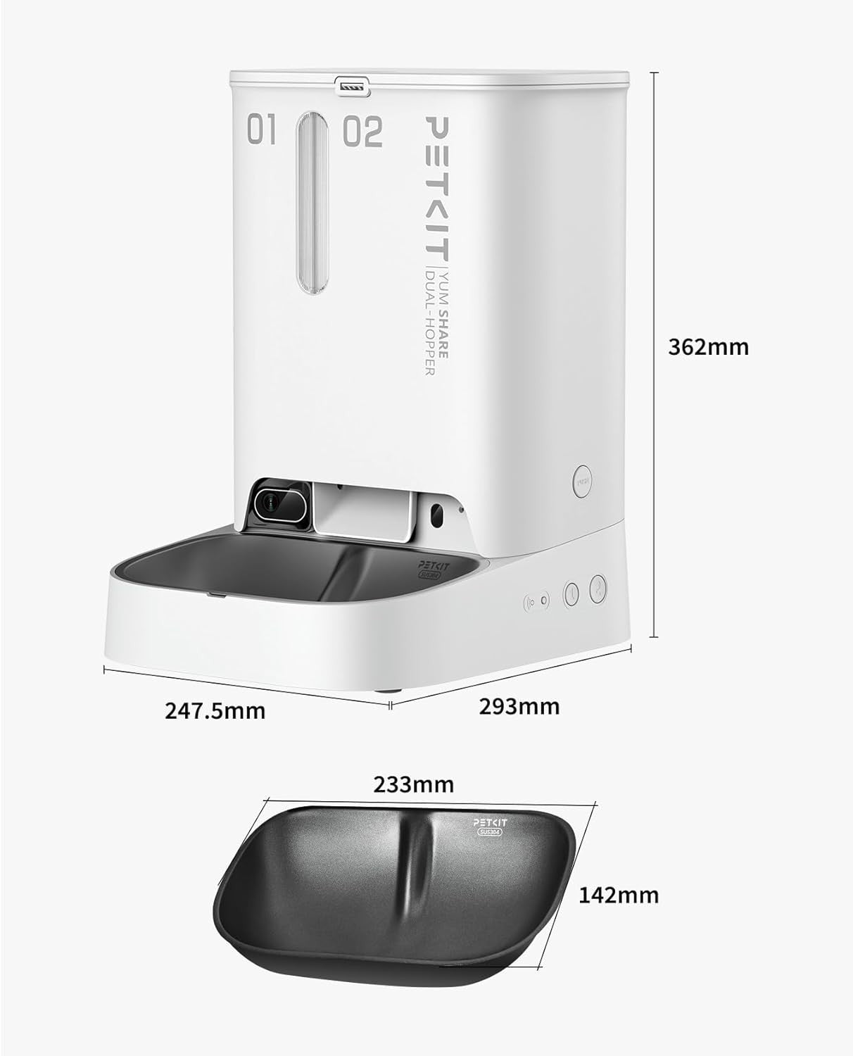 Automatic Cat Feeder Camera 5L Dual Hopper WiFi App Control 1080P HD