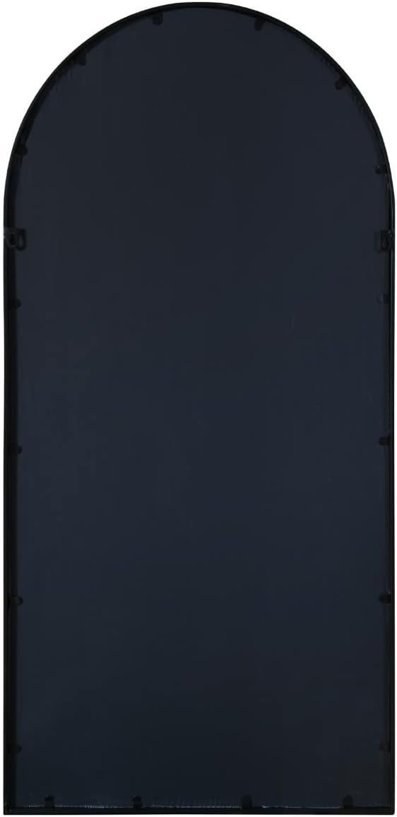 Modern Black Metal Framed Arched Wall Mirror 120x60cm Stylish