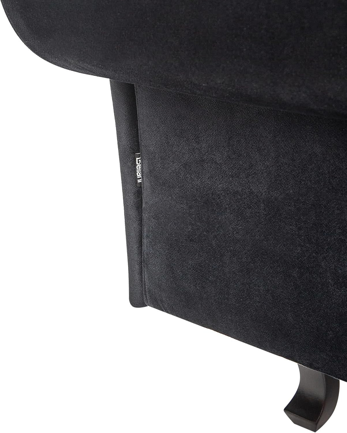 Black Velvet Left Hand Chaise Lounge | Button Tufted, Cushion, Wood Legs