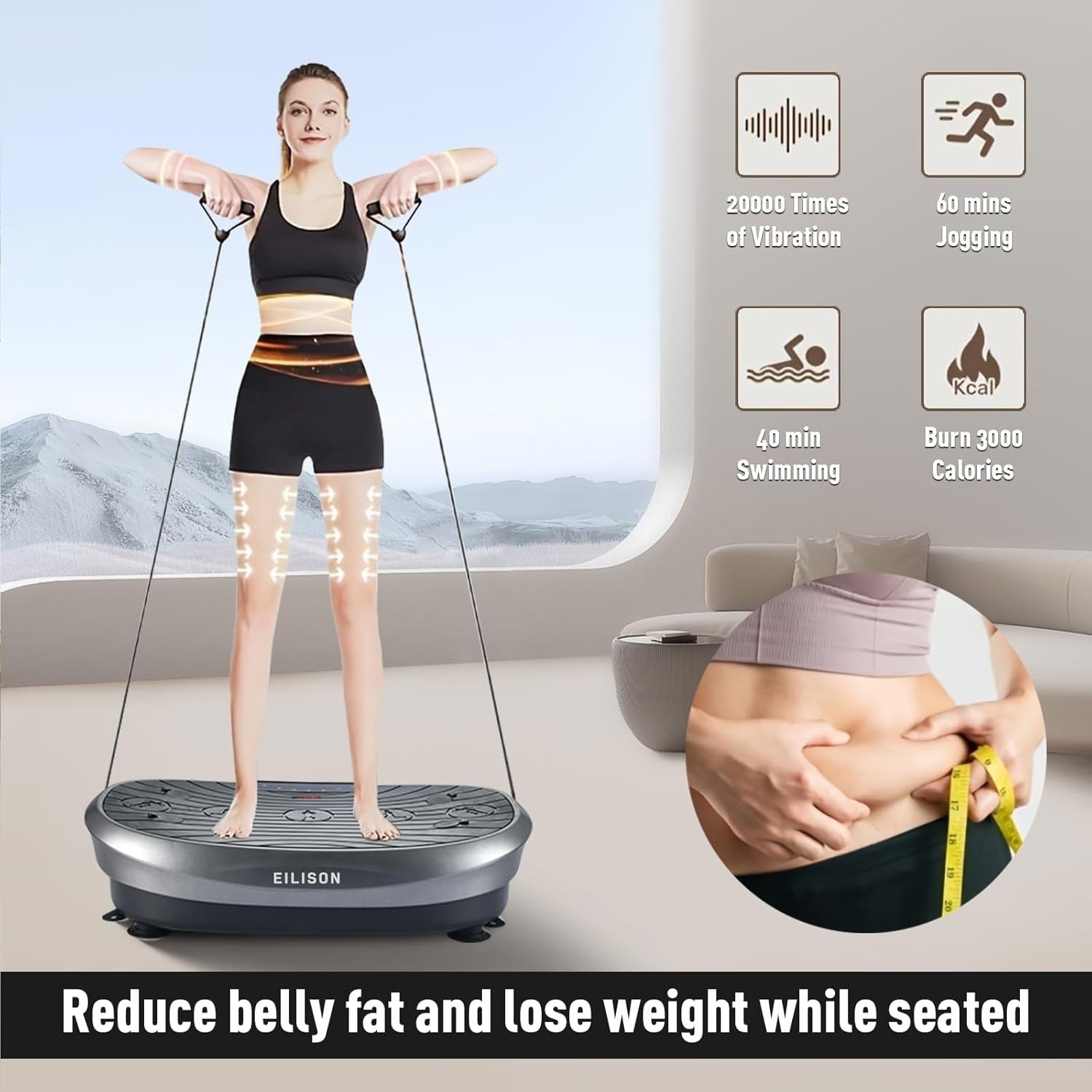 3D Vibration Plate Exercise Machine with Seat Weight Loss Recovery 158kg