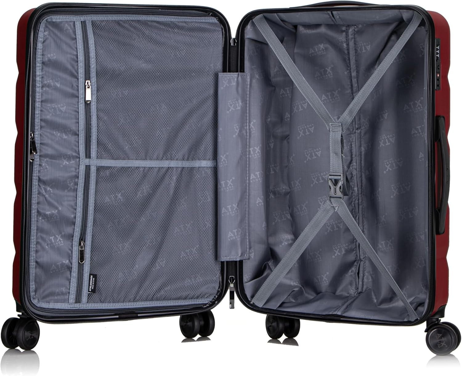 Medium ABS Hard Shell Check In Suitcase 4 Dual Spinner Wheels TSA 65L Red