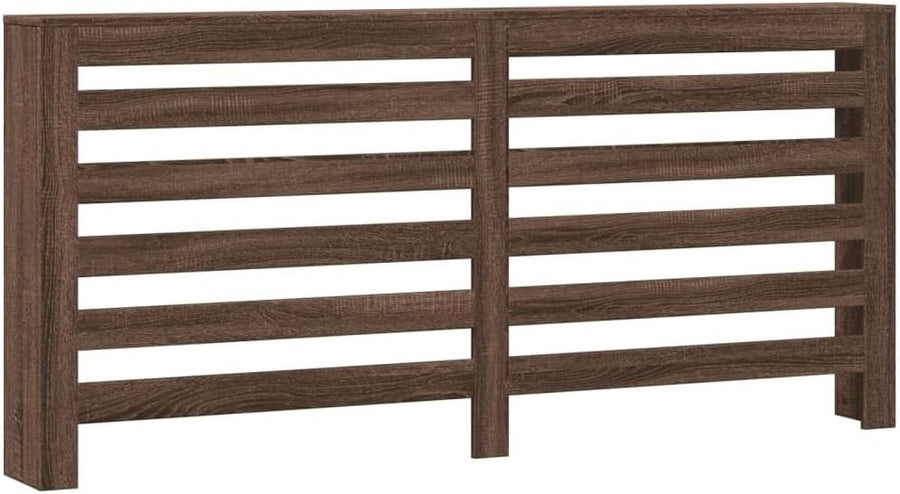 Large Brown Oak Radiator Cover Shelf 175x20x82cm – Modern Slatted Heater Cabinet