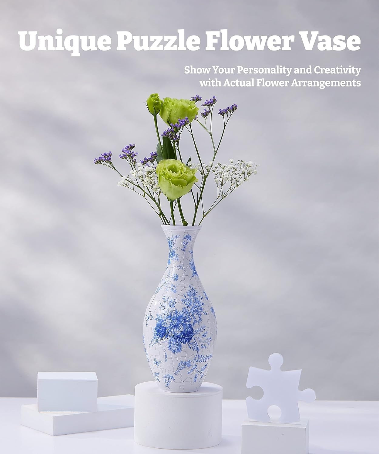 3D Puzzle Vase 160 Piece Flower Vase DIY Home Decor Gift for Women