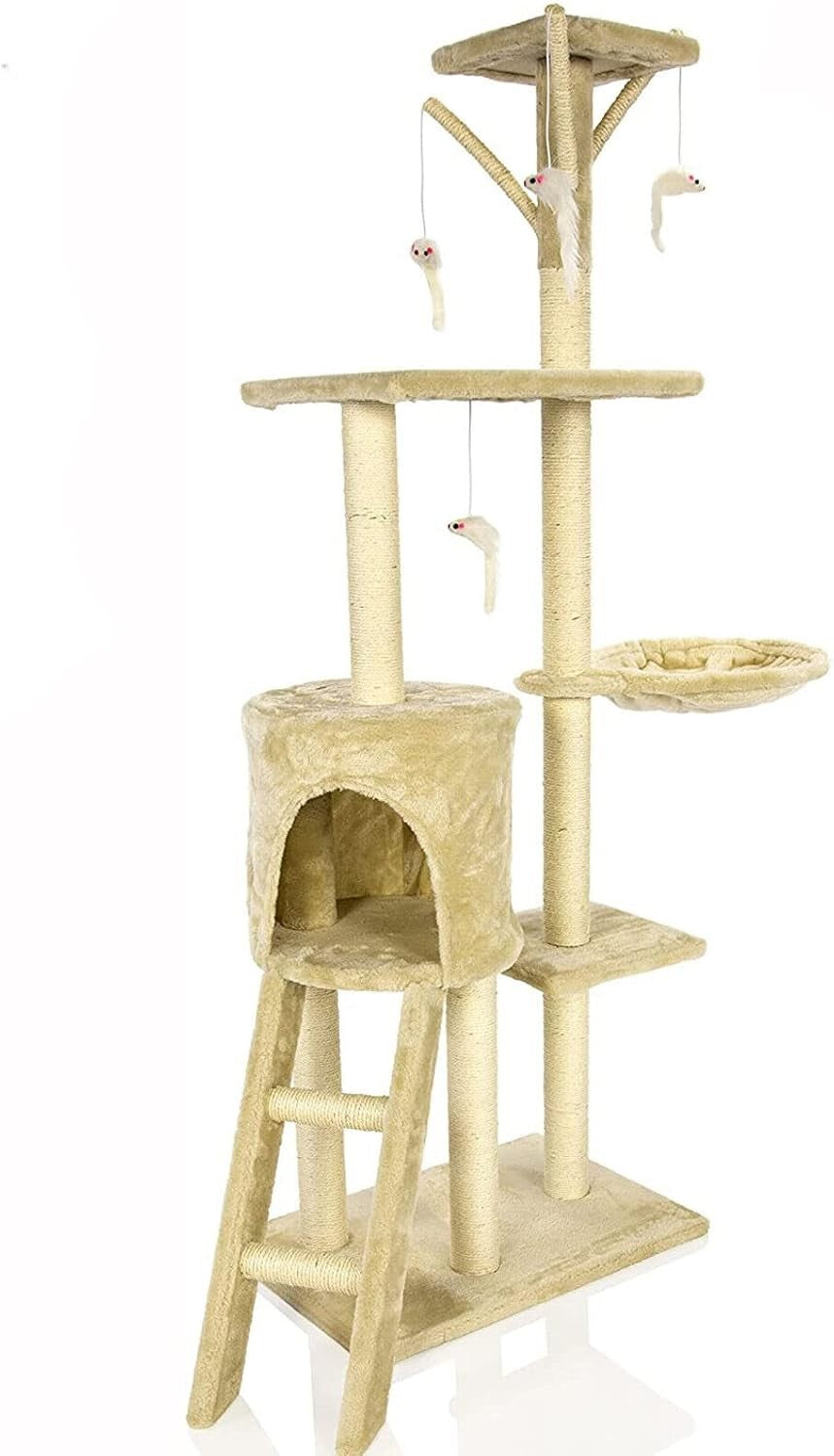 Cat Tree Multi Level Post Condo Tower with Hammock & Toys