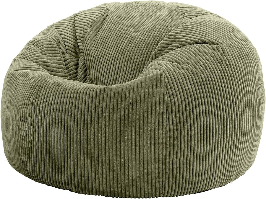 Sage Green Corduroy Bean Bag Chair XL Adult Comfy Lounge Seat 85x85x50cm