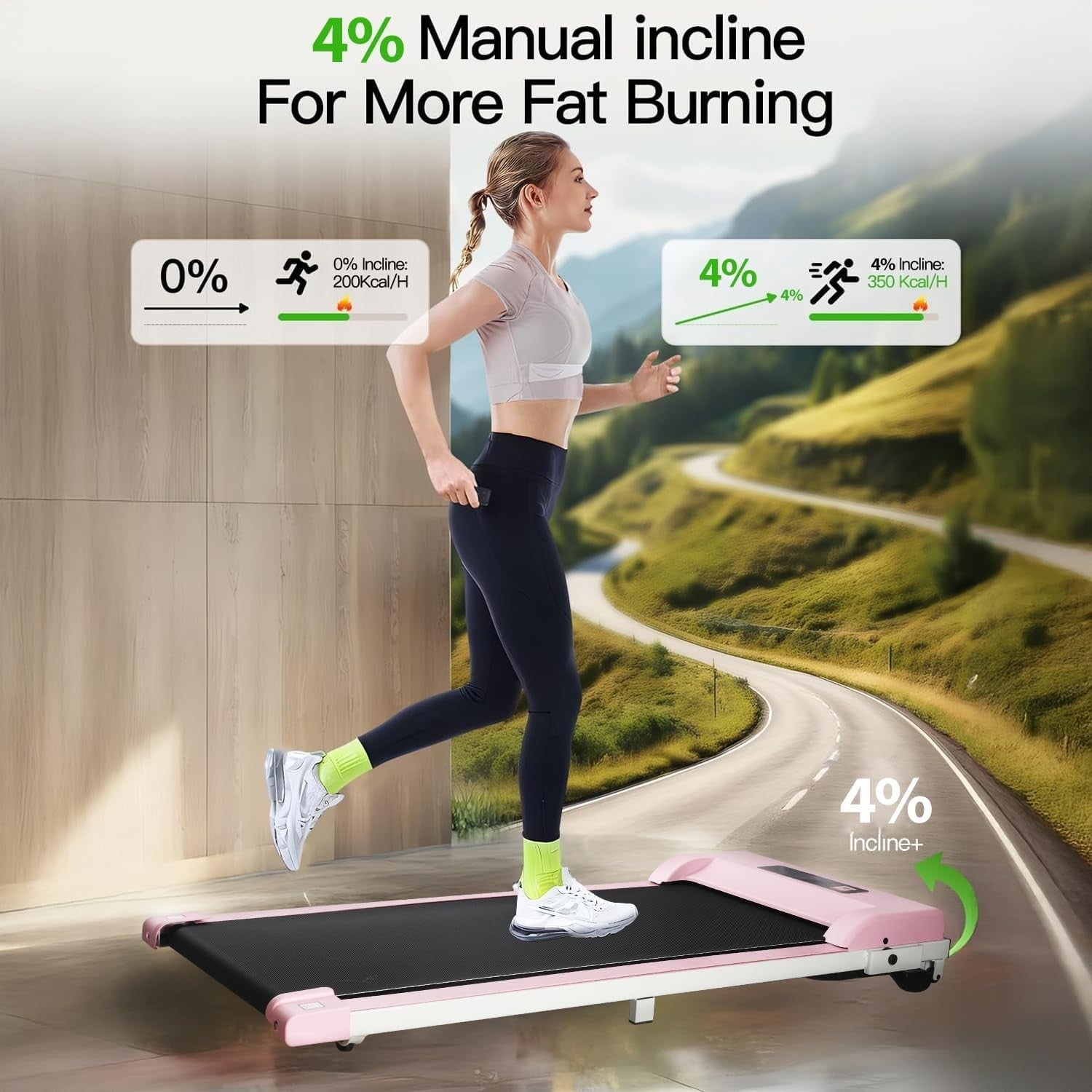 Under Desk Treadmill for Home Office – Silent, Incline, LED & App Control
