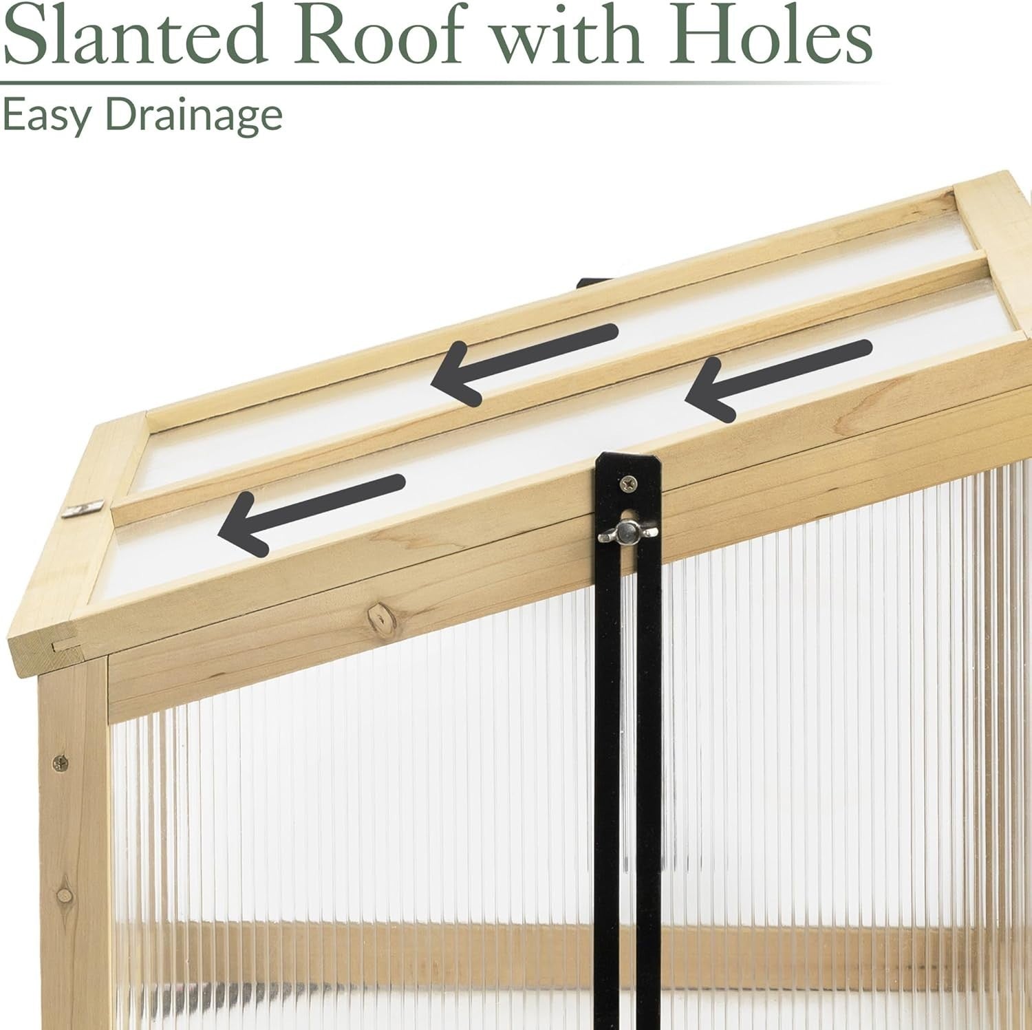 Raised Wooden Cold Frame Greenhouse 70x46x39cm UV-Stabilised Polycarbonate