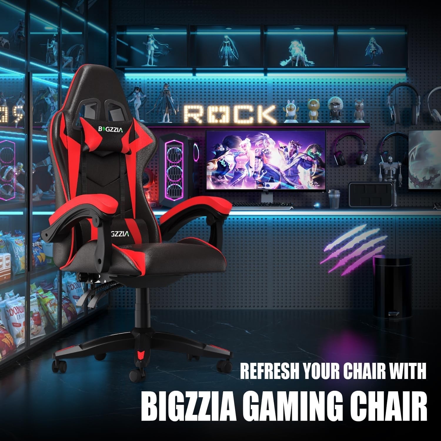 Ergonomic Gaming Chair Office Chair w/ Lumbar Pillow