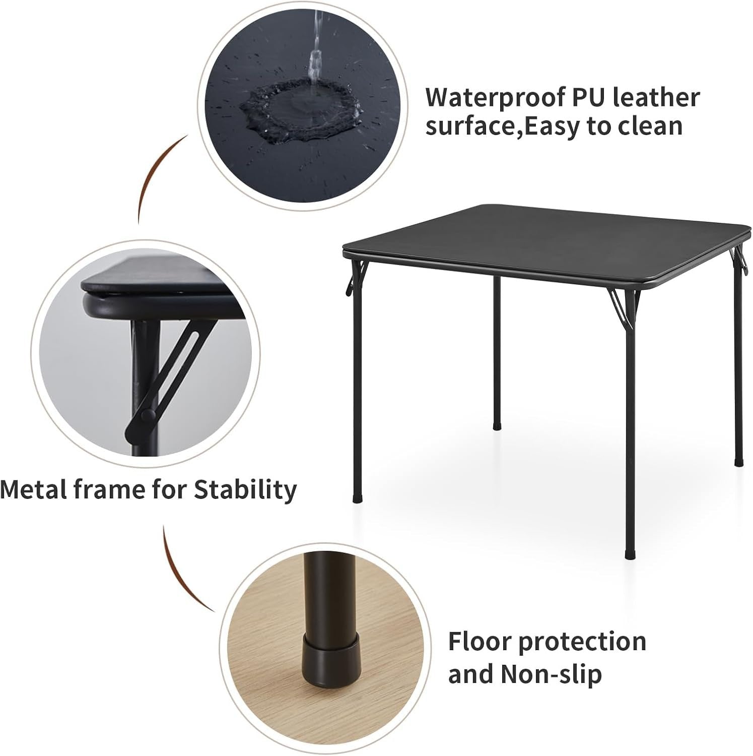 Compact Folding Square Table - Portable, Lightweight, Indoor Outdoor Use
