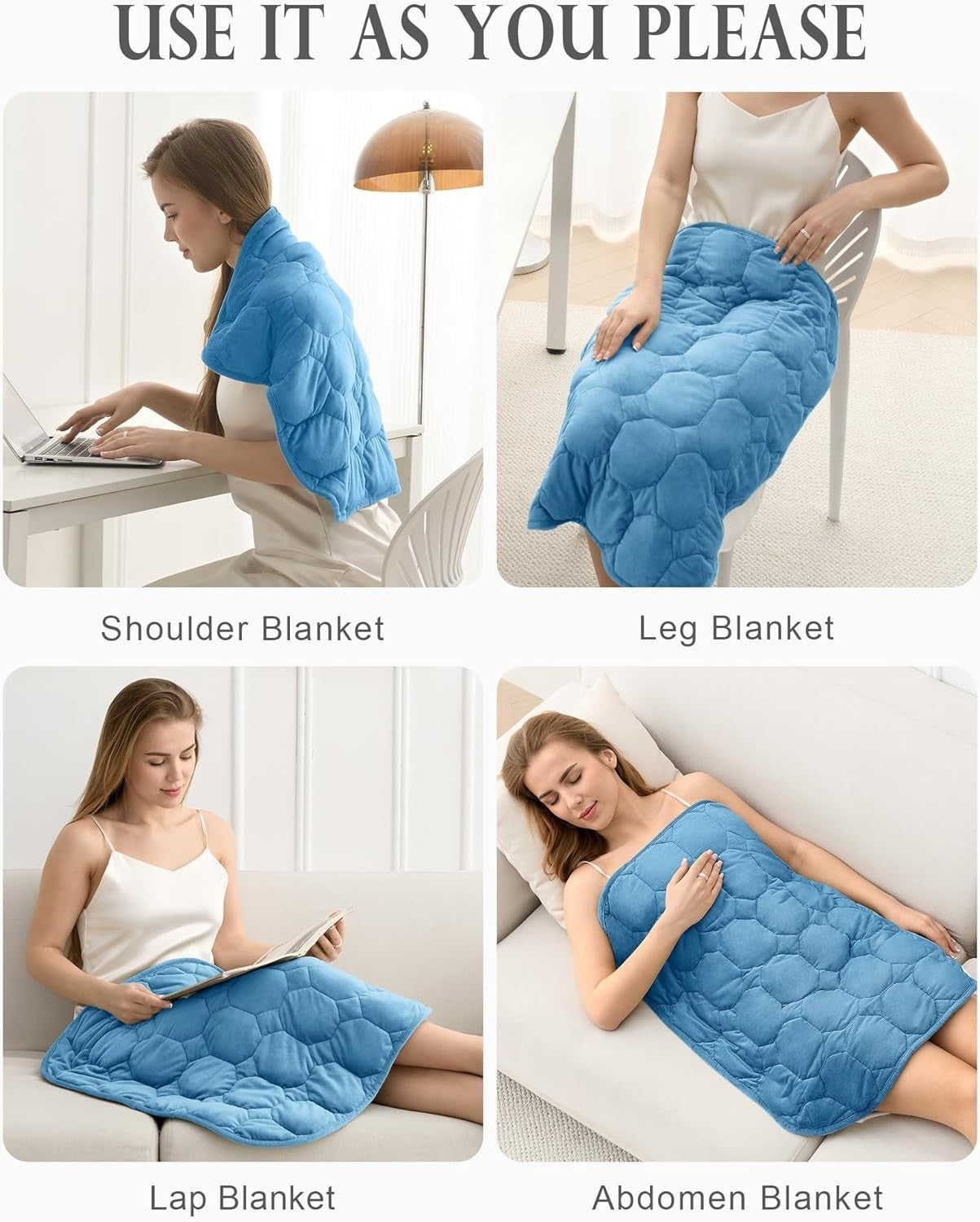 7lbs Weighted Lap Blanket Dark Blue 29x24" Crystal Velvet for Travel & Relax