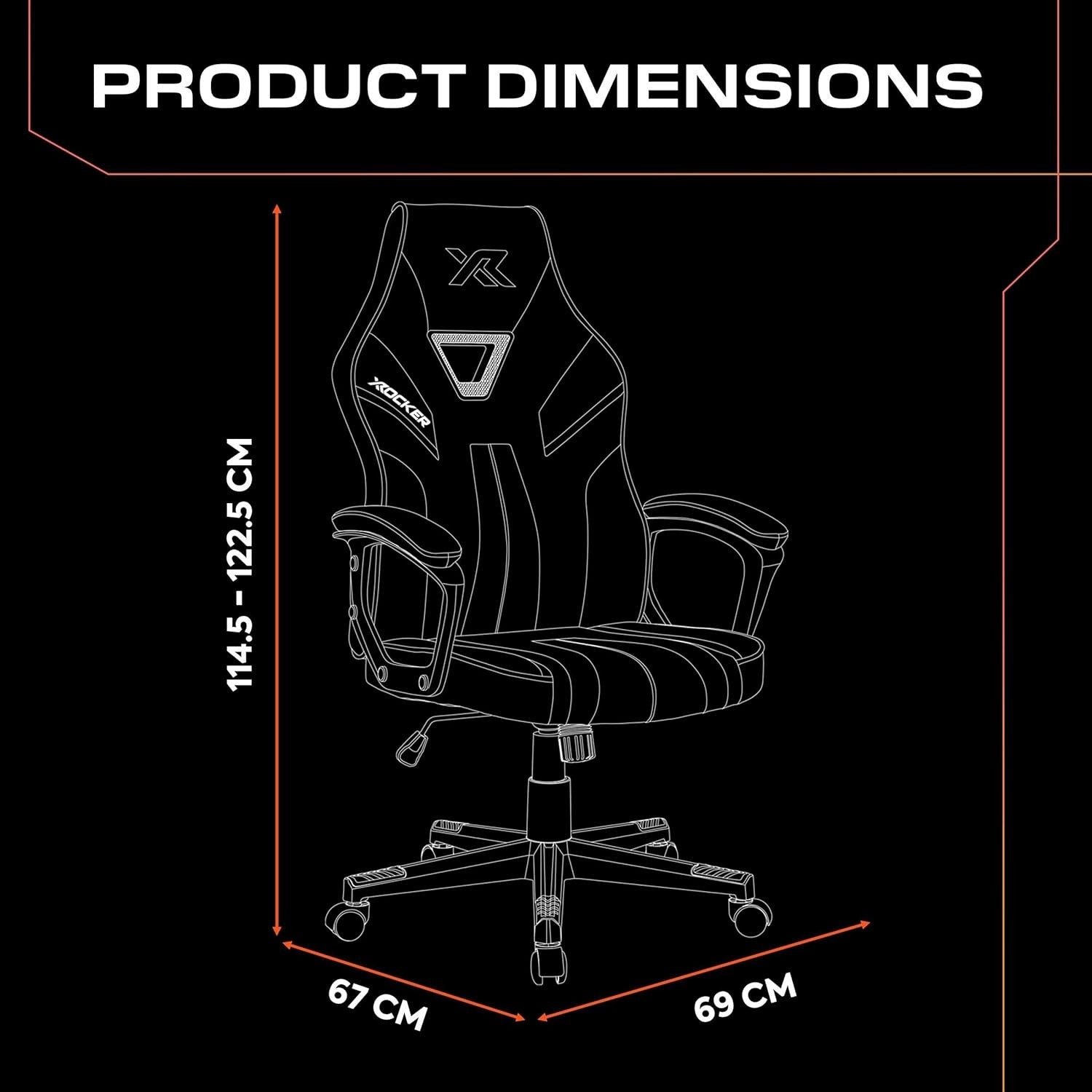 Ergonomic Gaming Chair High Back Extra Wide Seat Orange