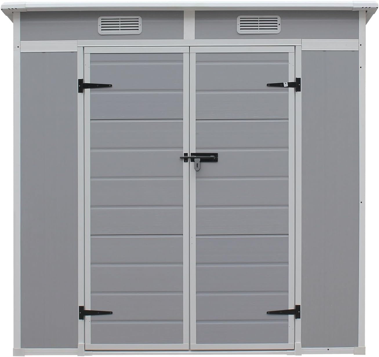 Plastic Outdoor Garden Shed 6x4ft Storage Box with Floor & Ventilation