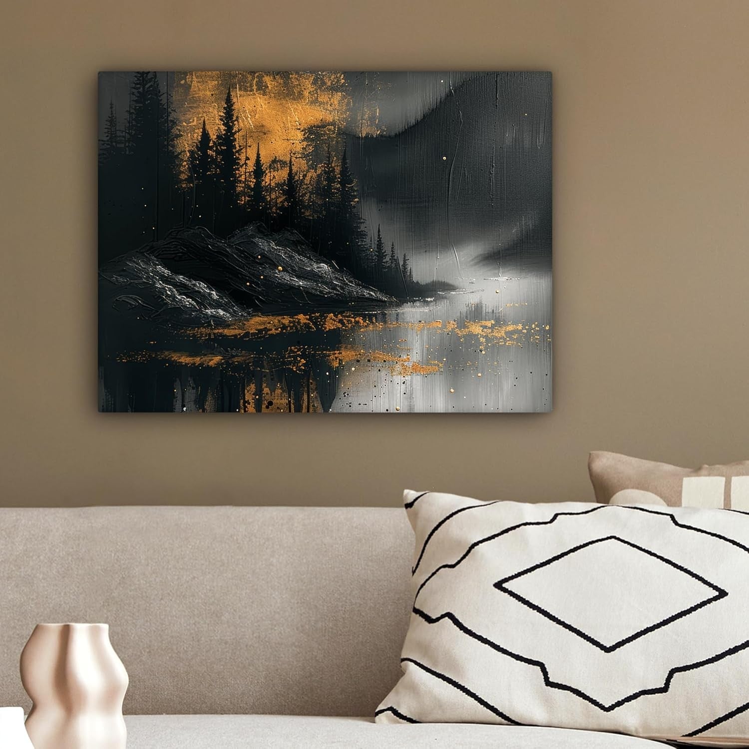 Gold Black Forest Canvas Wall Art 40x30cm Modern Framed Print