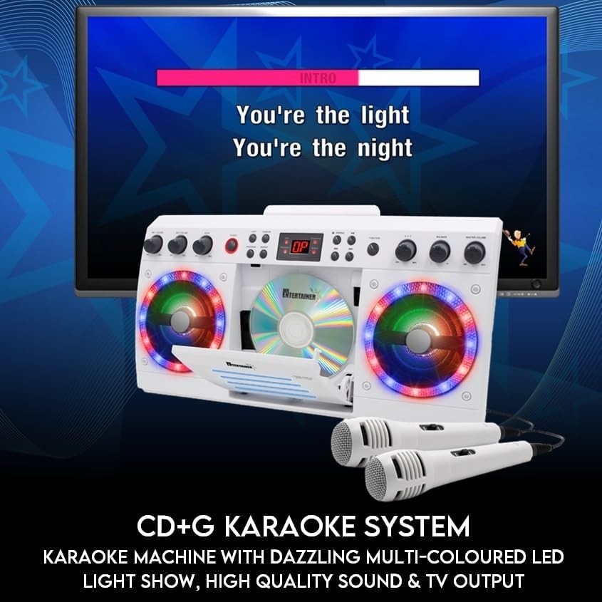 Beatbox Karaoke Machine 2 Mics CDG/CD+G Disco Lights 240 Songs Party