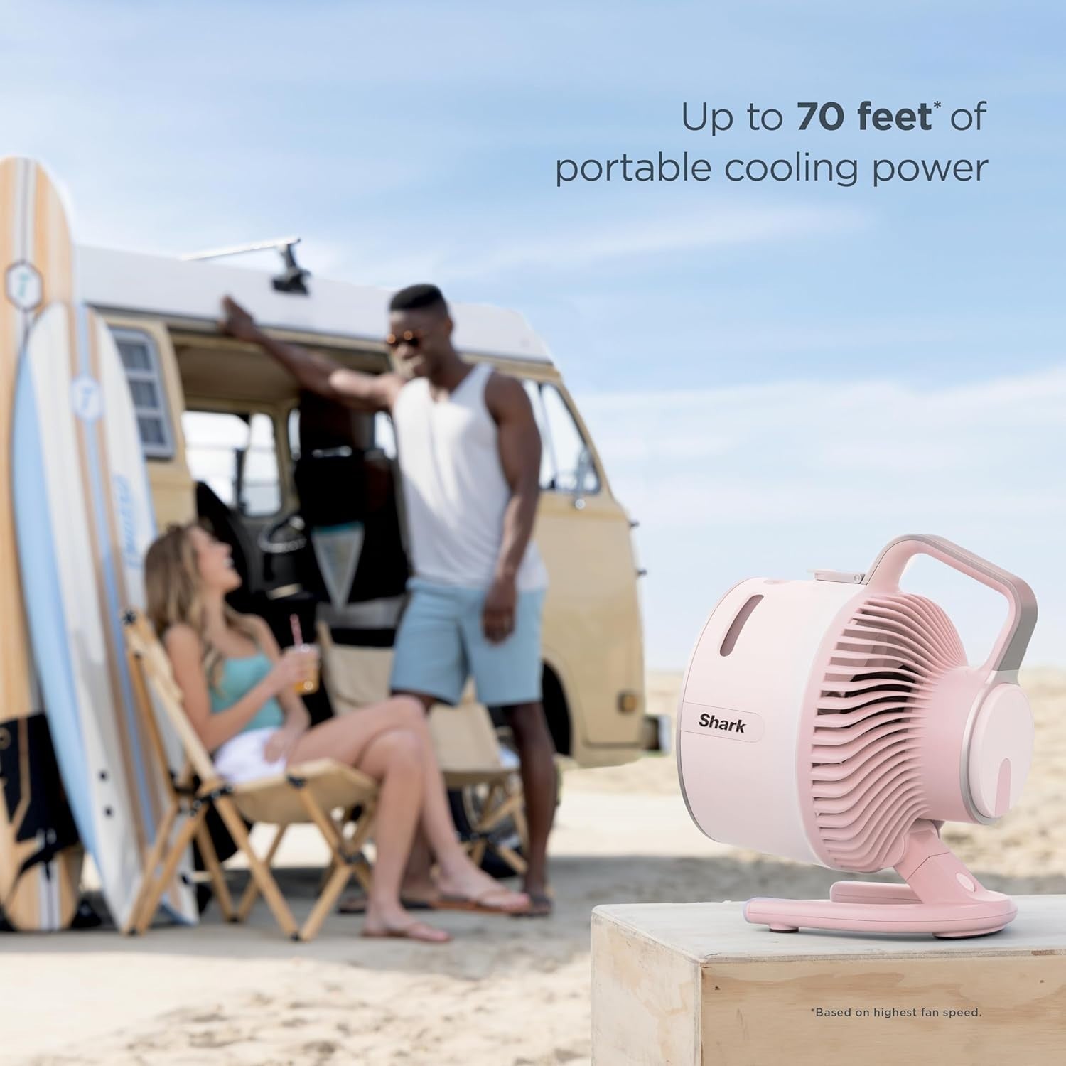 Blue Portable Misting Fan – 5-Speed Rechargeable Table Fan LED & Cooling Spray
