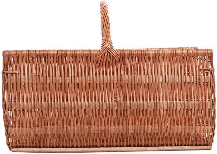 Rustic Wicker Log Basket with Handle - Durable Firewood Storage 50x36x29cm