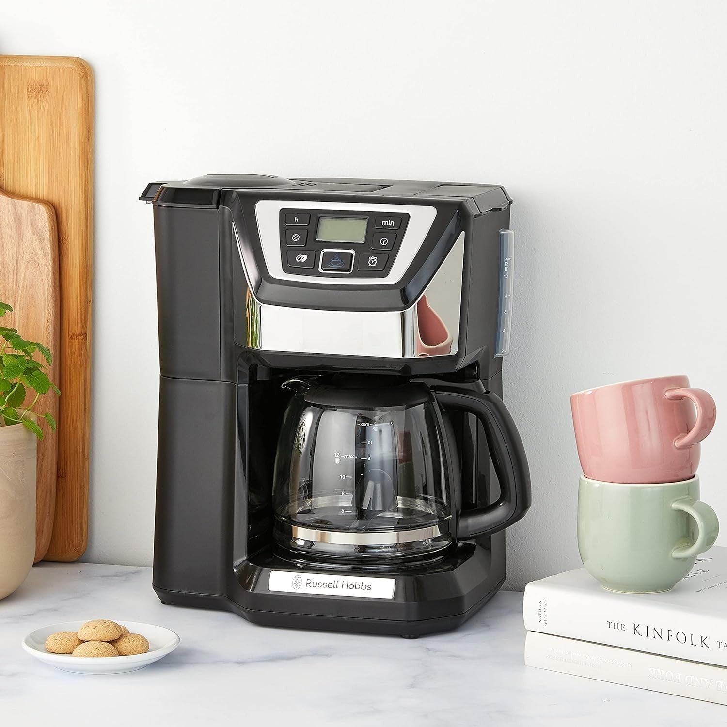 Filter Coffee Machine Bean-to-Cup Quiet Brew 1.5L Glass Carafe 12 Cup Timer