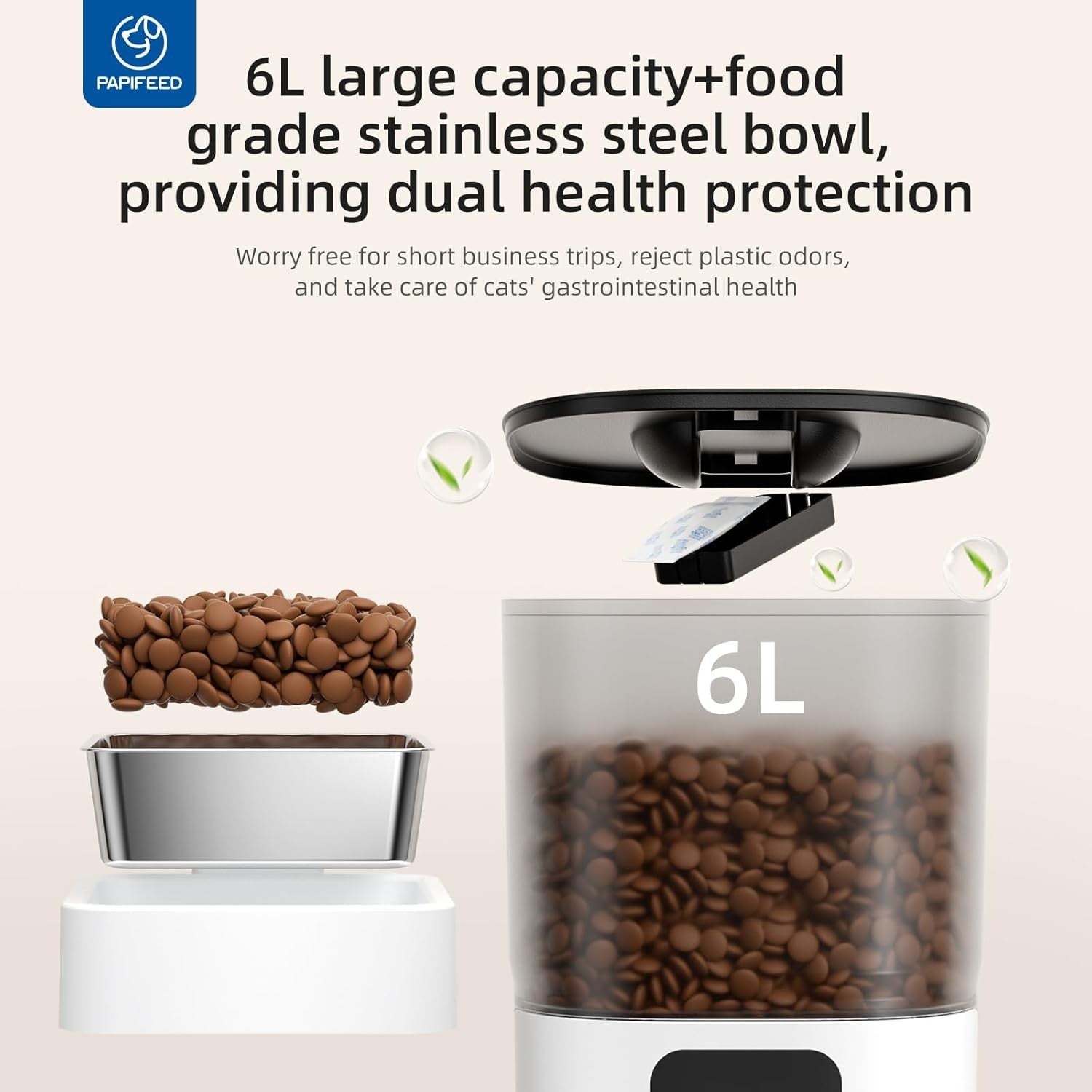 6L WiFi Automatic Cat Feeder Smart App Control Timed Food Dispenser