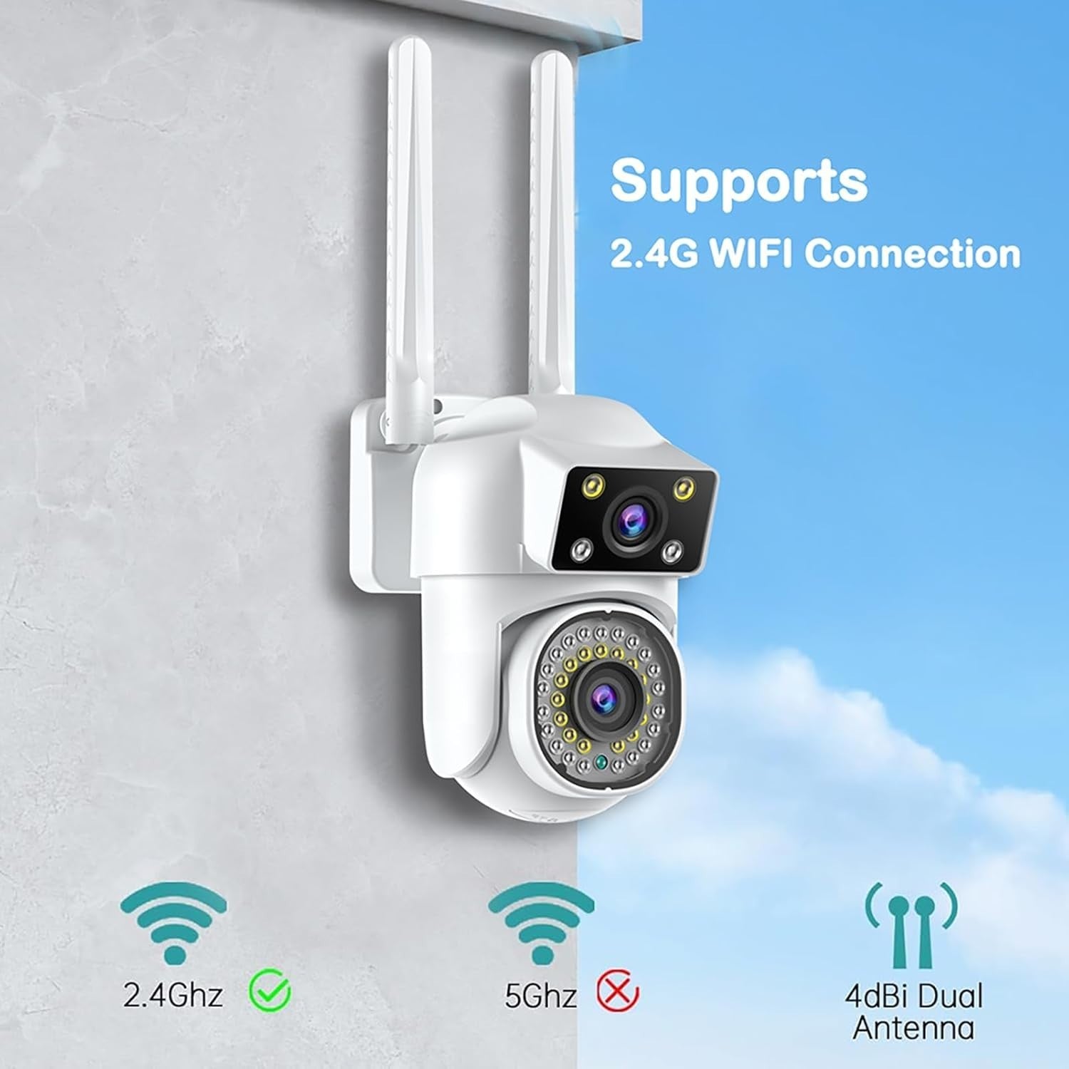 2K Dual Lens PTZ Security Camera Outdoor 360° WiFi Color Night Vision