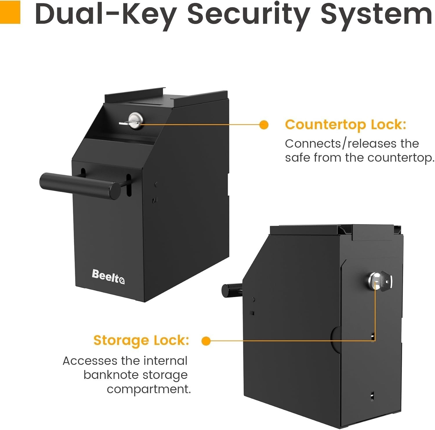 Under Counter Cash Safe Deposit Box Key Lock 400 Note Capacity