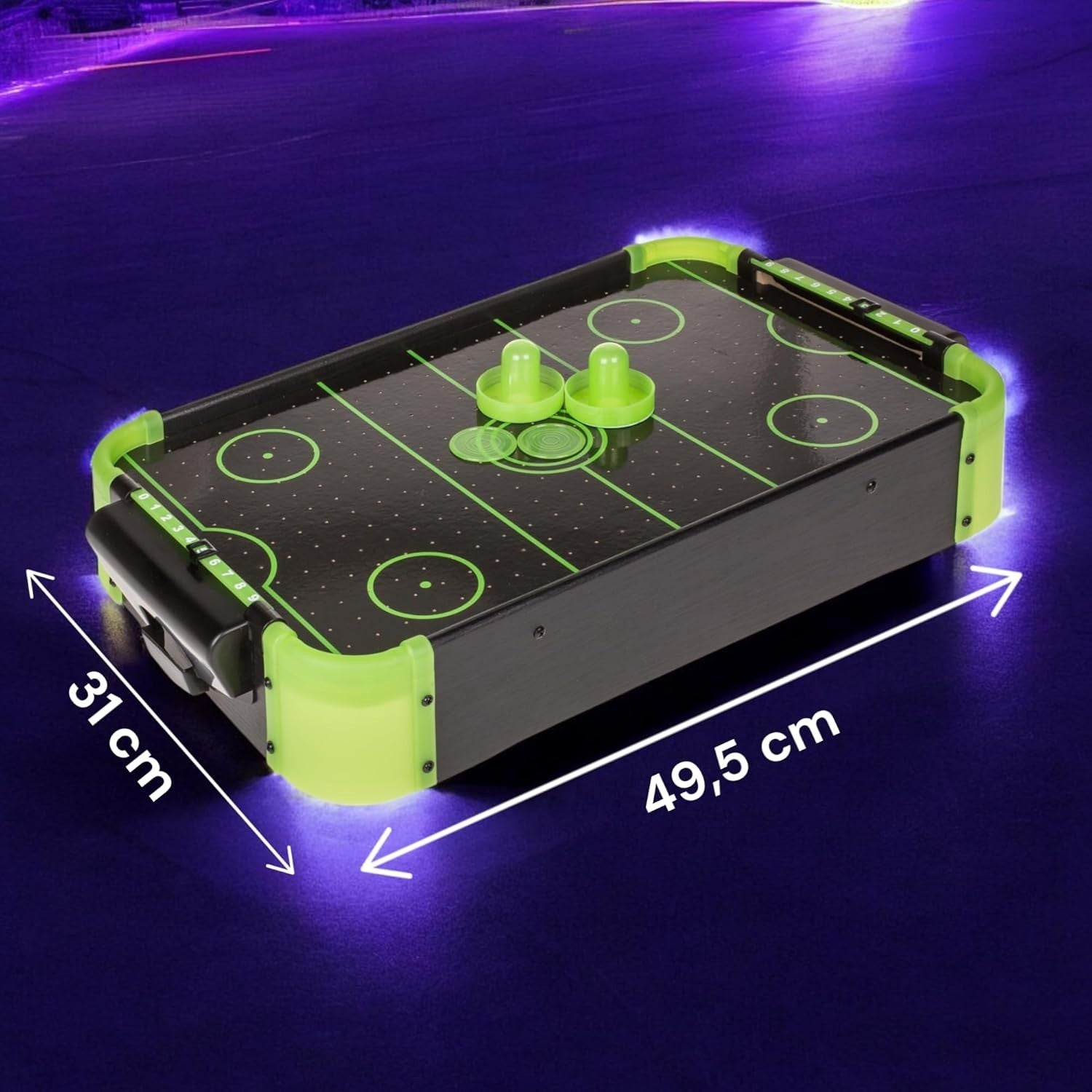 Glow in the Dark Tabletop Air Hockey Game Neon Arcade Fun