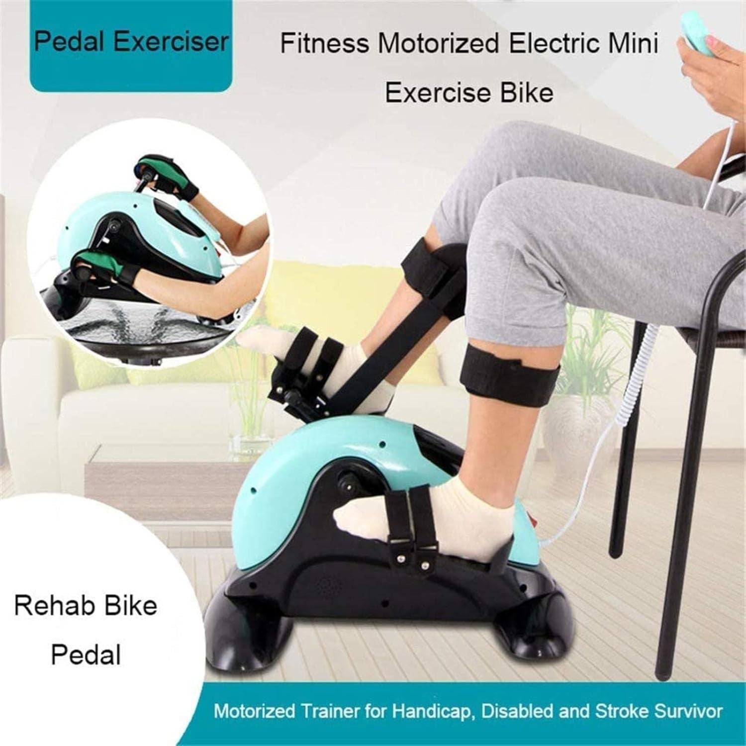 Electric Motorized Pedal Exerciser Rehab Arm Leg Trainer Quiet