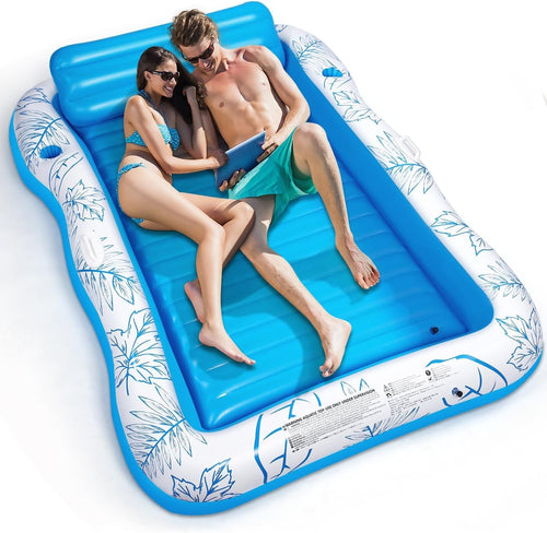 Extra Large Inflatable Pool Lounger Float Sunbathing Raft w/ Cup Holders