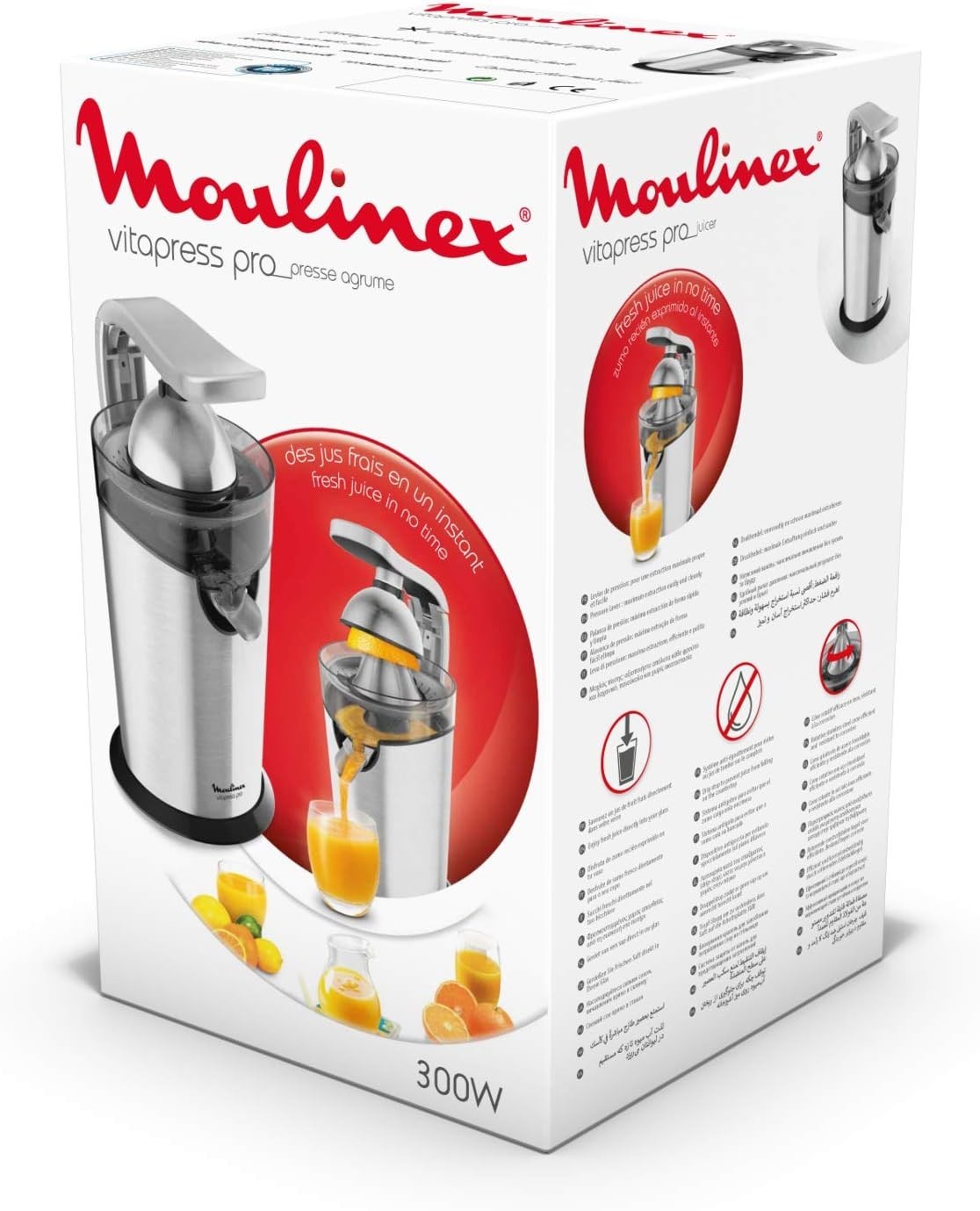 Electric Citrus Juicer Stainless Steel 300W Direct Cup Anti-Drip Easy Clean