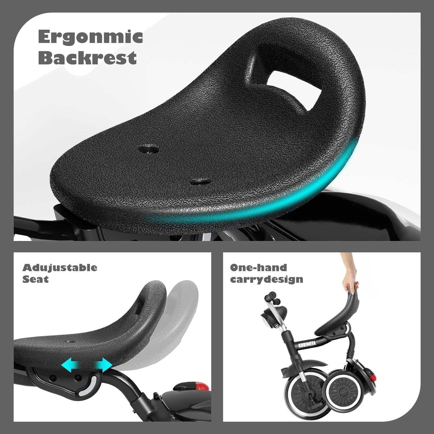 Foldable Kids Tricycle Toddler Balance Bike w Basket Seat 1-5 Years