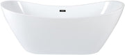 White Double Ended Freestanding Oval Bath 1830x710mm Black Overflow