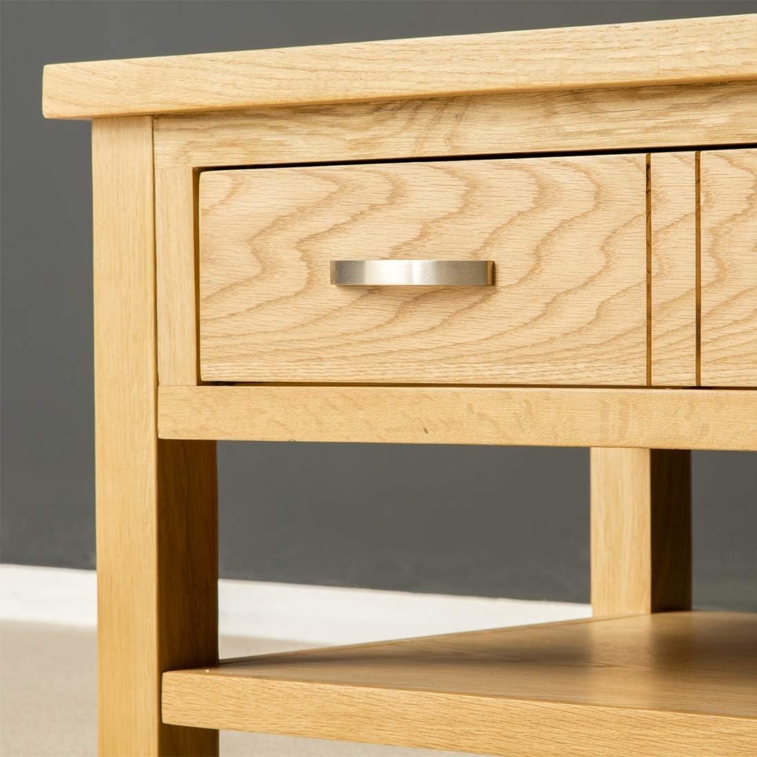 Solid Oak Coffee Table with Storage Drawer & Shelf | Rustic Wood 85x55