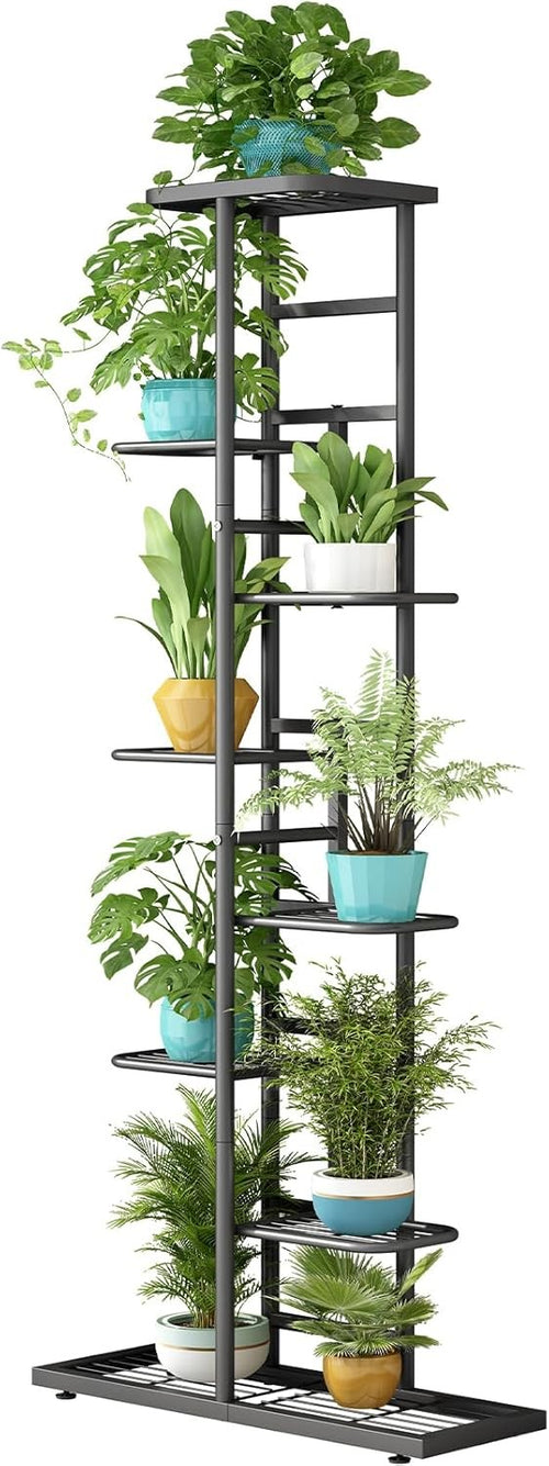 8 Tier Metal Plant Stand Indoor Outdoor Multi Pot Display Rack Dark Grey