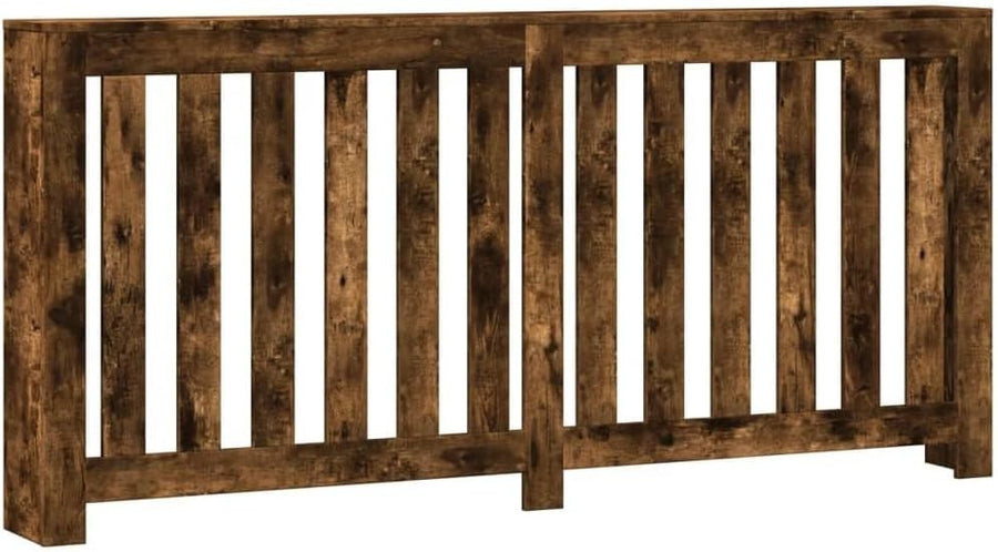 Smoked Oak Radiator Cover Shelf | Modern Slatted MDF Cabinet 175x20x82cm