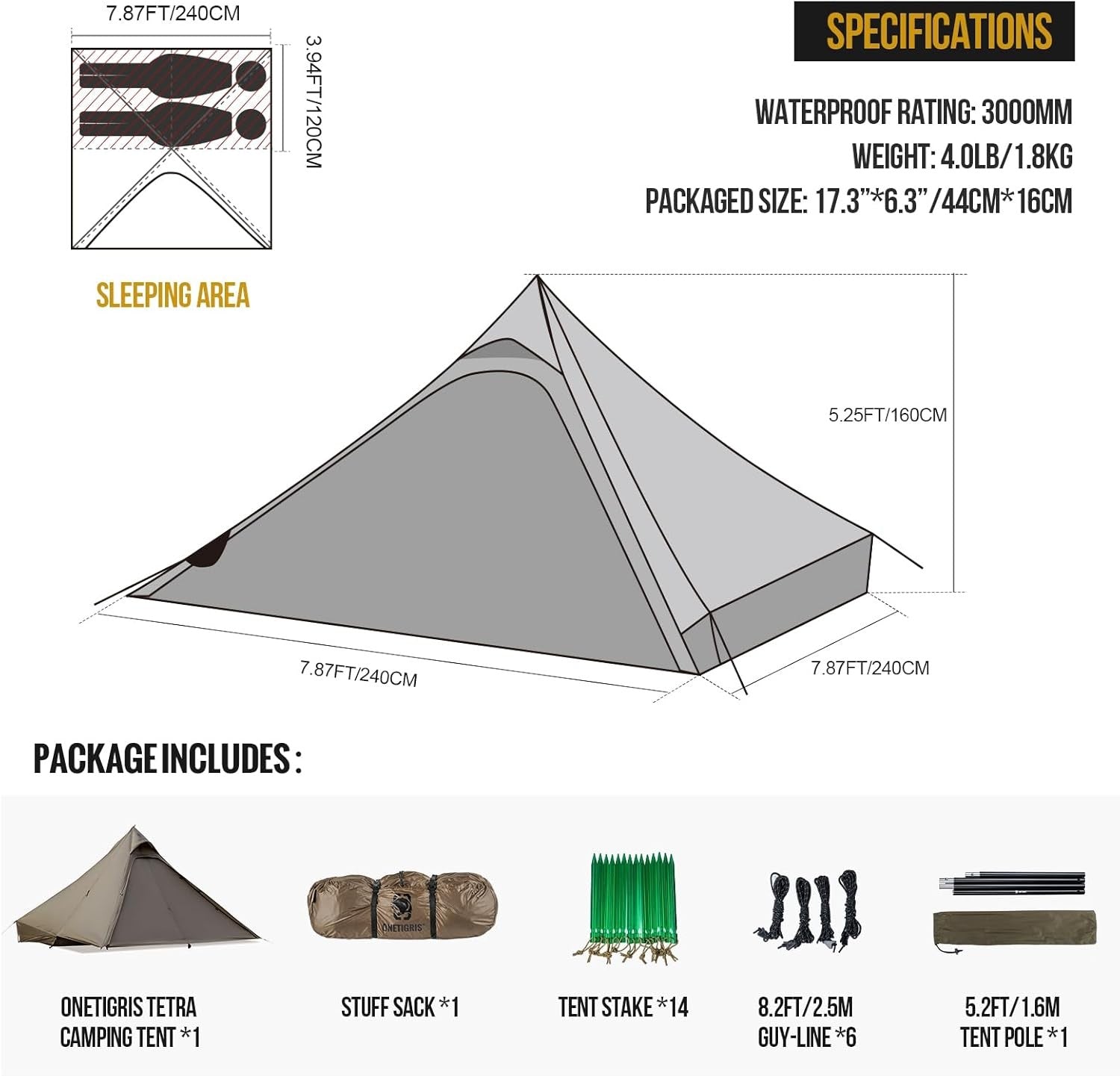 Ultralight 1-2 Person Tent Waterproof 3 Season Backpacking