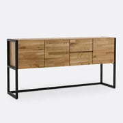 Solid Oak Sideboard Cabinet Storage Unit with Steel Frame – 173cm Modern