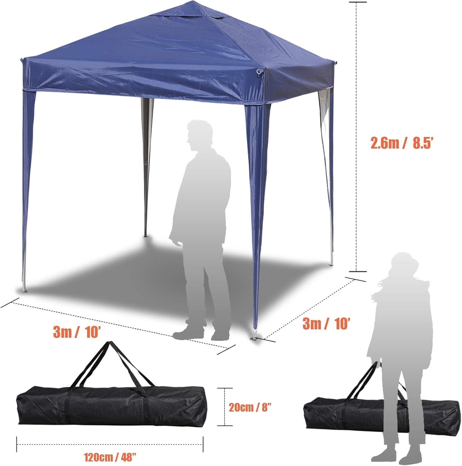 3x3M Pop Up Gazebo Heavy Duty Waterproof Outdoor Party Tent Blue