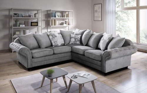 Modern L-Shape 5 Seater Corner Sofa Oak Wood Frame Durable Fabric